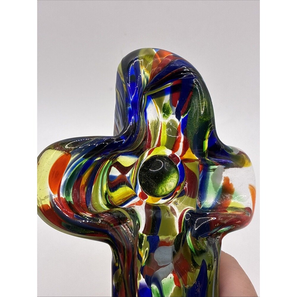 James Hayes Handmade Glass Cross Multi-Colored Signed 6.5x4.5 - Picture 4 of 4